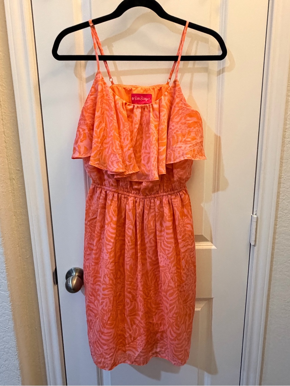 Lilly Pulitzer Coral-Orange Ruffle Midi Dress
